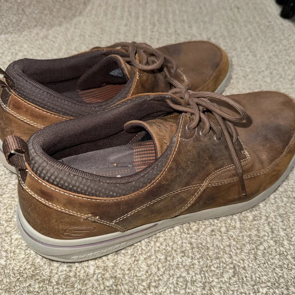 Skechers Men's Relaxed Fit Air Cooled Memory Foam Brown Shoes Size 14